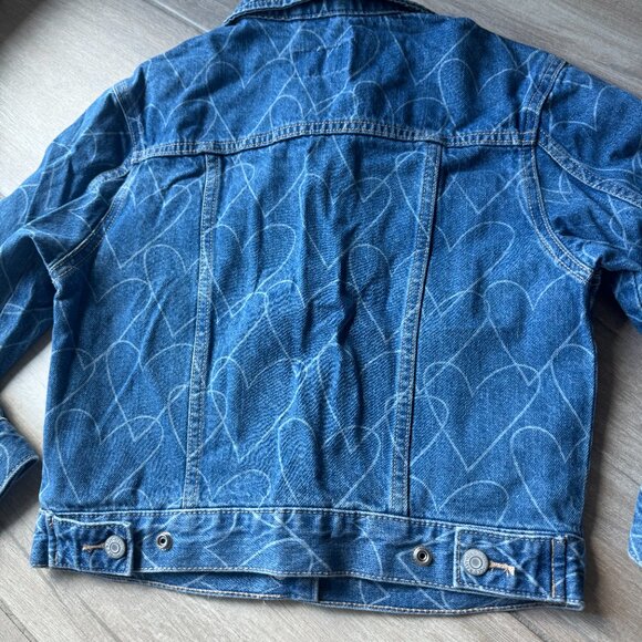 Old Navy Heart Pattern Denim Jacket, Kids Size M (8) - Picture 4 of 4